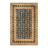 Overton Hand Knotted Wool Vintage Inspired Traditional Mogul Green Area Rug - 6' 2" x 9' 6"