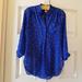 Anthropologie Tops | Bird Cage Anthropology Blouse Ped Polka Dot Cobalt Blue Comfort Button Up Light | Color: Blue/Red | Size: S