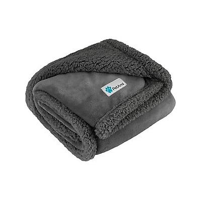 PetAmi Sherpa Cat & Dog Blanket, Gray & Gray Sherpa, 50 x 40-in