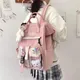 Sac à dos étanche rose pour femme couleurs bonbon sac à dos Kawaii avec épingle Kawaii sac à dos