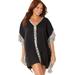 Plus Size Women's Emi Printed Trim Cover Up Tunic by Swimsuits For All in Black Snow Leopard (Size 6/8)
