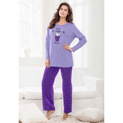 Plus Size Women's Long Sleeve Knit PJ Set by Dreams & Co. in Plum Burst Dot (Size 42/44) Pajamas
