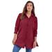 Plus Size Women's Kate Tunic Big Shirt by Roaman's in Dark Cherry (Size 38 W) Button Down Tunic Shirt