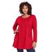 Plus Size Women's Long-Sleeve Two-Pocket Soft Knit Tunic by Roaman's in Vivid Red (Size 5X) Shirt