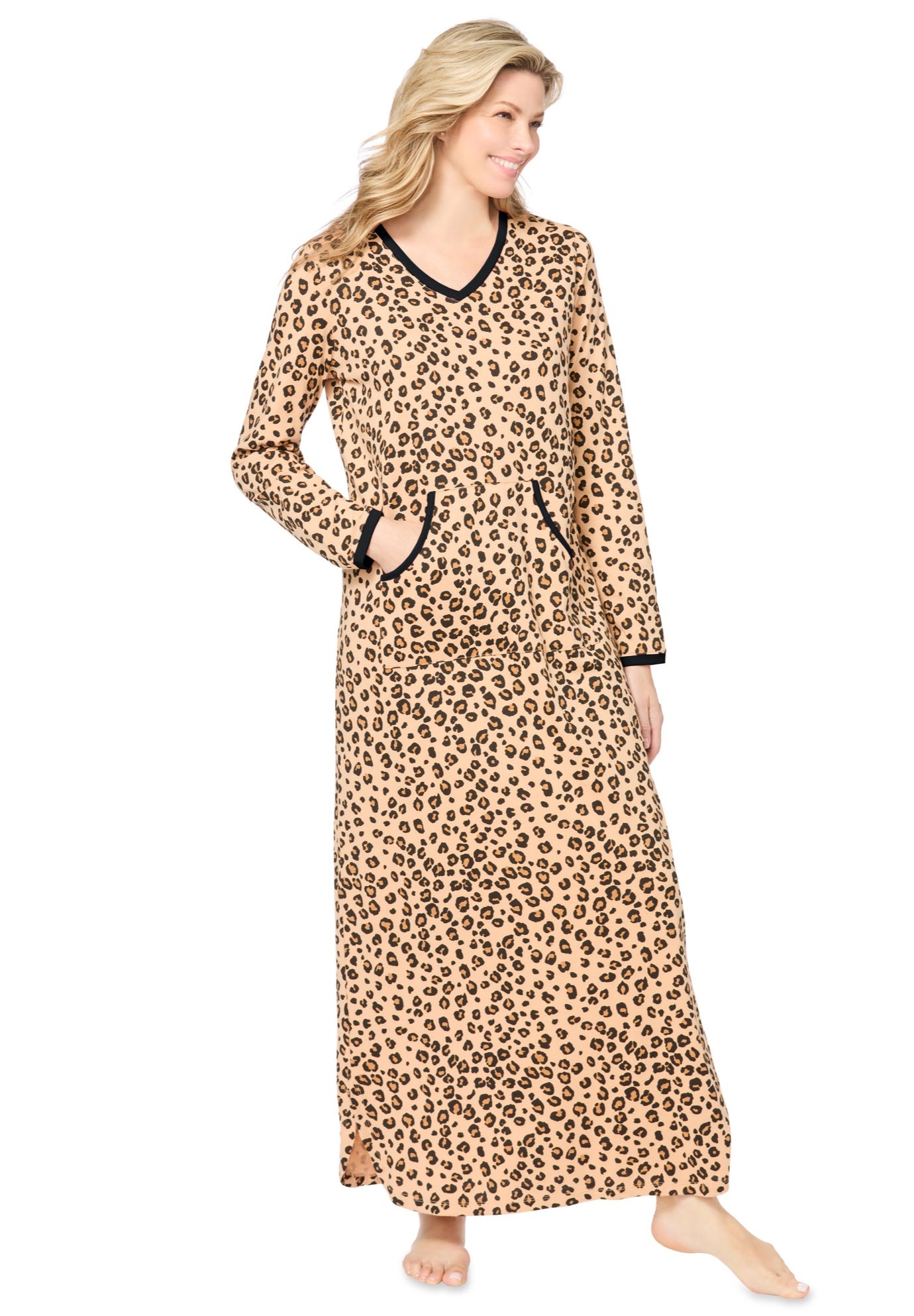 Plus Size Women's Long Printed Sleep Shirt by Dreams & Co. in Classic Leopard (Size 26/28) Nightgown