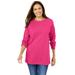 Plus Size Women's Perfect Long-Sleeve Crewneck Tee by Woman Within in Raspberry Sorbet (Size 2X) Shirt