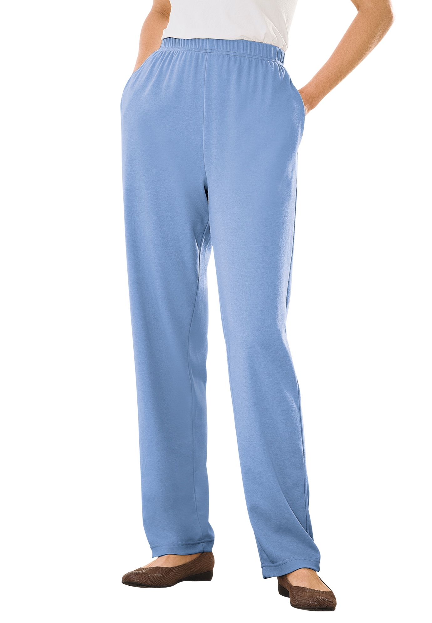 Plus Size Women's 7-Day Knit Straight-Leg Pull-On Pants by Woman Within in French Blue (Size 4X)