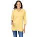Plus Size Women's Perfect Three-Quarter Sleeve V-Neck Tee by Woman Within in Banana (Size 6X) Shirt