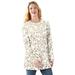 Plus Size Women's Perfect Printed Long-Sleeve Crewneck Tee by Woman Within in Ivory Leaf Print (Size M) Shirt