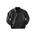 Men's Big & Tall Embossed Leather Bomber Jacket by KingSize in Black (Size 5XL)