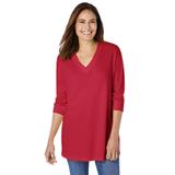 Plus Size Women's Three-Quarter Sleeve Thermal Sweatshirt by Woman Within in Classic Red (Size 30/32)