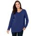 Plus Size Women's Perfect Long-Sleeve V-Neck Tee by Woman Within in Ultra Blue (Size 3X) Shirt