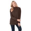 Plus Size Women's Perfect Long-Sleeve Mockneck Tee by Woman Within in Chocolate (Size 1X) Shirt