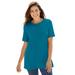 Plus Size Women's Perfect Short-Sleeve Crewneck Tee by Woman Within in Deep Teal (Size 3X) Shirt