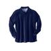 Men's Big & Tall Long-Sleeve Velour Polo by KingSize in Navy (Size 6XL)