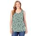 Plus Size Women's Perfect Printed Scoopneck Tank by Woman Within in Sage Blossom Vine (Size 26/28) Top