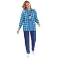 Plus Size Women's Two-Piece Flannel Shirt and Tee by Woman Within in French Blue Winter Plaid (Size 30/32)