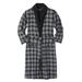 Men's Big & Tall Jersey-Lined Flannel Robe by KingSize in Black Plaid (Size M/L)