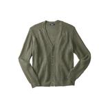 Men's Big & Tall Shaker Knit V-Neck Cardigan Sweater by KingSize in Olive (Size 8XL)