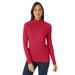 Plus Size Women's Ribbed Cotton Turtleneck Sweater by Jessica London in Classic Red (Size 26/28) Sweater 100% Cotton