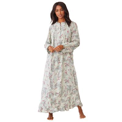 Plus Size Women's Long Flannel Nightgown by Only Necessities in Pearl Grey Holiday Holly (Size 5X)