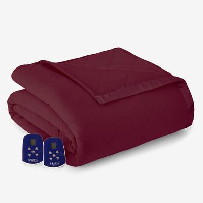 MicroFlannel® 7 Layers of Warmth™ Electric Heated Blanket by BrylaneHome in Wine (Size FULL)