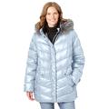 Plus Size Women's Hooded down fill puffer jacket by Woman Within in Pearl Grey (Size 18 W)