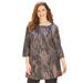Plus Size Women's AnyWear Tunic by Catherines in Grey Animal Print (Size 0X)