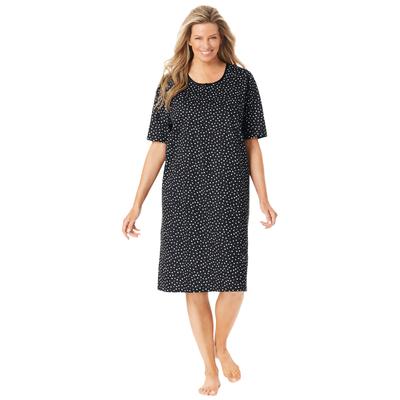 Plus Size Women's Short-Sleeve Sleepshirt by Dreams & Co. in Black Multi Dot (Size 3X/4X)