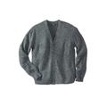 Men's Big & Tall Shaker Knit V-Neck Cardigan Sweater by KingSize in Grey Marl (Size 7XL)