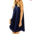 Lilly Pulitzer Dresses | Lilly Pulitzer Navy Quinn Halter Swing Lace Overlay Dress Size Xxs | Color: Blue | Size: Xxs