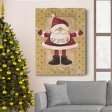 The Holiday Aisle® Polka Dot Peace Santa Premium Gallery Wrapped Canvas - Ready To Hang Polka Dot Peace Santa Canvas, in Green/Red | Wayfair