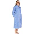 Slenderella Ladies Button Up Dressing Gown Super Soft Waffle Fleece Bath Robe Medium (Blue)