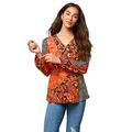 Joe Browns Women's Mix of Prints Top T-Shirt, Orange, 14