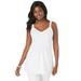 Plus Size Women's Stretch Cotton Shirred Tank by Jessica London in White (Size 26/28)