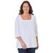 Plus Size Women's Ultra-Soft Square-Neck Tee by Catherines in White (Size 1X)