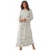 Plus Size Women's Long Flannel Nightgown by Only Necessities in Pearl Grey Holiday Holly (Size 1X)