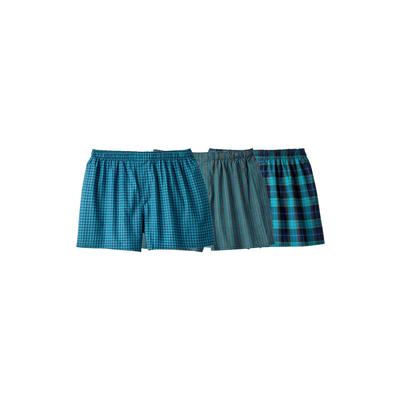 Men's Big & Tall Woven Boxers 3-Pack by KingSize in Navy Teal Pack (Size XL)