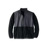 Men's Big & Tall Explorer Plush Fleece Full-Zip Fleece Jacket with Colorblocked Panel by KingSize in Black Steel (Size 3XL)