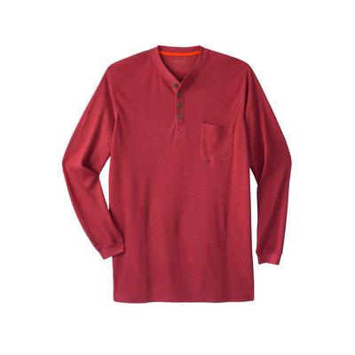 Men's Big & Tall Thermal Pocket Longer-Length Henley by Boulder Creek in Heather Burgundy (Size 2XL) Long Underwear Top