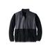 Men's Big & Tall Explorer Plush Fleece Full-Zip Fleece Jacket with Colorblocked Panel by KingSize in Black Steel (Size L)