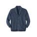 Men's Big & Tall Shaker Knit Shawl-Collar Cardigan Sweater by KingSize in Navy Marl (Size 8XL)