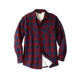 Men's Big & Tall Fleece Sherpa Shirt Jacket by KingSize in Rich Burgundy Check (Size 3XL)