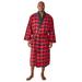 Men's Big & Tall Jersey-Lined Flannel Robe by KingSize in Red Buffalo Check (Size M/L)