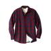 Men's Big & Tall Fleece Sherpa Shirt Jacket by KingSize in Rich Burgundy Check (Size 8XL)