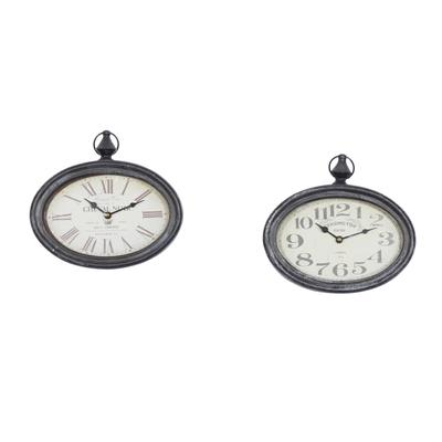 Set Of 2 Cream Metal Vintage Wall Clock by Quinn Living in Cream