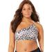 Plus Size Women's Virtuoso One Shoulder Bikini Top by Swimsuits For All in Snow Leopard (Size 8)