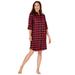 Plus Size Women's Sleepshirt in plaid flannel with button front by Dreams & Co. in Red Buffalo Plaid (Size 1X)