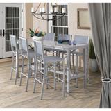 Oxford Garden Travira 7-piece 72-in x 30-in Lite-Core Ash Bar Table & Sling Bar Chair Set - Slate Sling