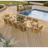 Oxford Garden Travira 11-piece 103-in x 42-in Tekwood Natural Table & Slat Chair Dining Set